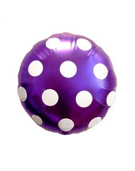 №177 Шар фольгированный, с гелием "Большие точки". Фиолетовый. 45 см.