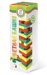 Настольная игра Цветная башня с кубиком (натур.дерево)