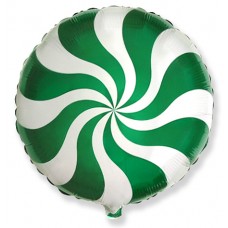 №150 Фольгированный круг с гелием "Конфета Леденец" Зелёная. 45 см.