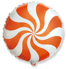 №147 Фольгированный круг с гелием "Конфета Леденец" Оранжевая. 45 см
