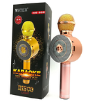 Беспроводной Bluetooth караоке-микрофон WSTER WS-669 с LED подсветкой розовый