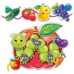 Развивающая игра "Пуговки-шнурочки" - Фрукты-овощи