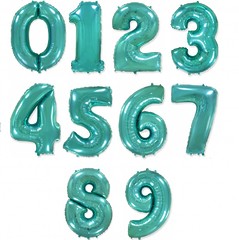 Фольгированные цифры (0 - 9), наполненные гелием. Тиффани, 91 см.