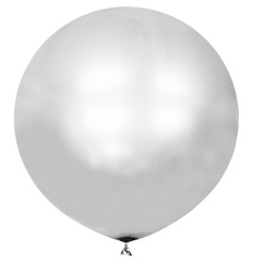 №30 Белый большой шар без рисунка (металлик). Гелиевый, с обработкой 91 см.