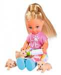 Кукла Еви с собачкой и щенками, 12 см EVI LOVE DOG SITTER
