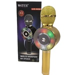 Беспроводной Bluetooth караоке-микрофон WSTER WS-669 с LED подсветкой золотой