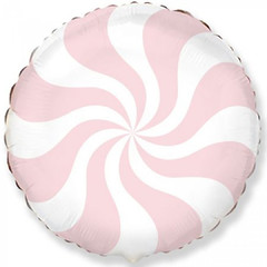 №142 Фольгированный круг с гелием "Конфета Леденец" Розовый Пастель. 45 см.